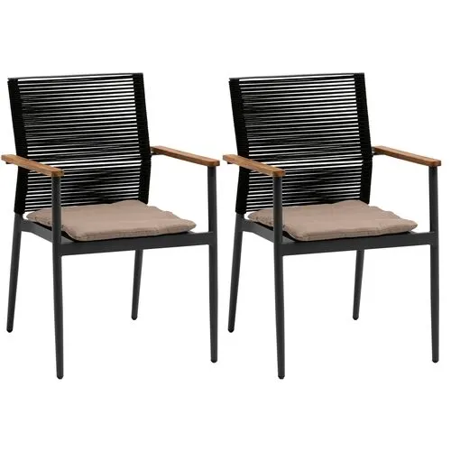 Set of 2 Moda Rope Outdoor Armchairs - Black