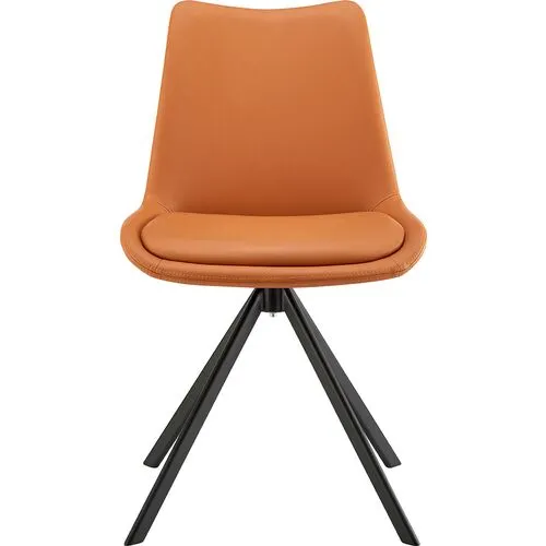 Josie Swivel Side Chair - Cognac Faux Leather - Orange