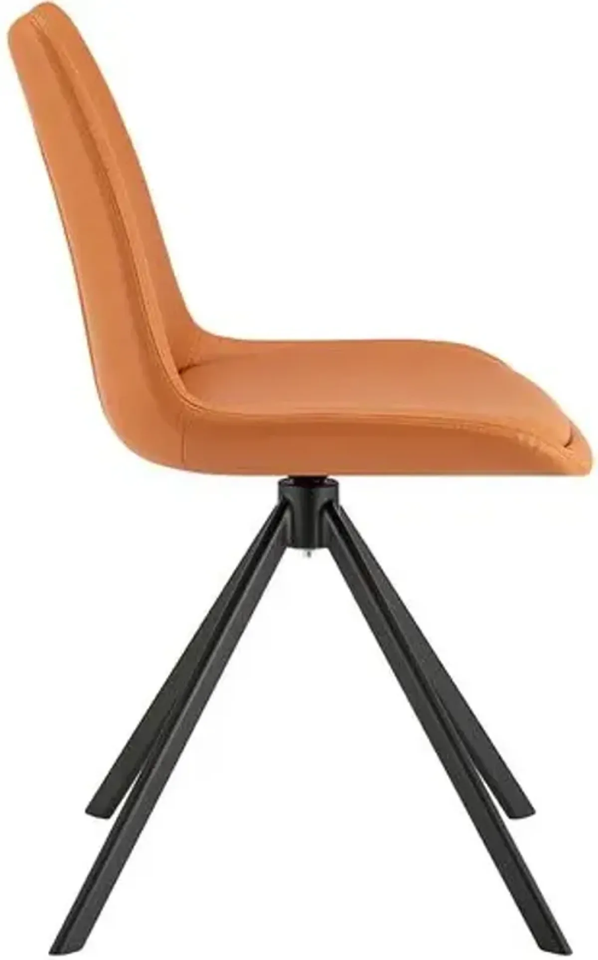 Josie Swivel Side Chair - Cognac Faux Leather - Orange