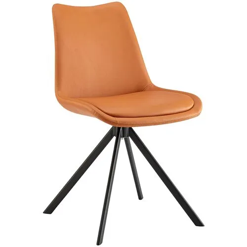 Josie Swivel Side Chair - Cognac Faux Leather - Orange