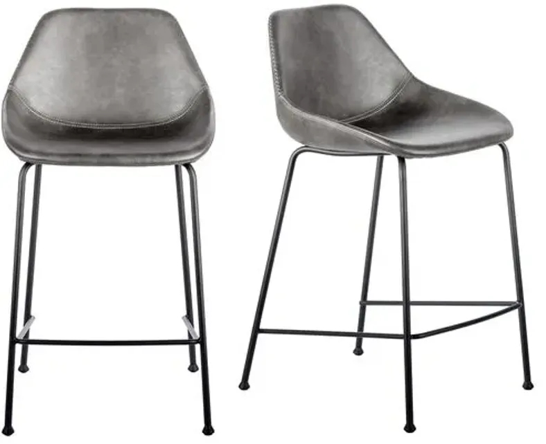 Set of 2 Ryan Counter Stools - Dark Gray