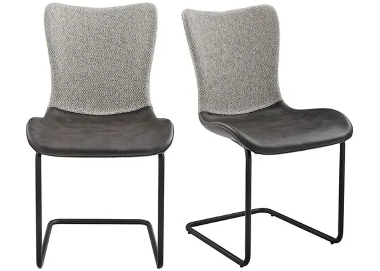 Set of 2 Leah Side Chairs - Light Gray/Dark Gray