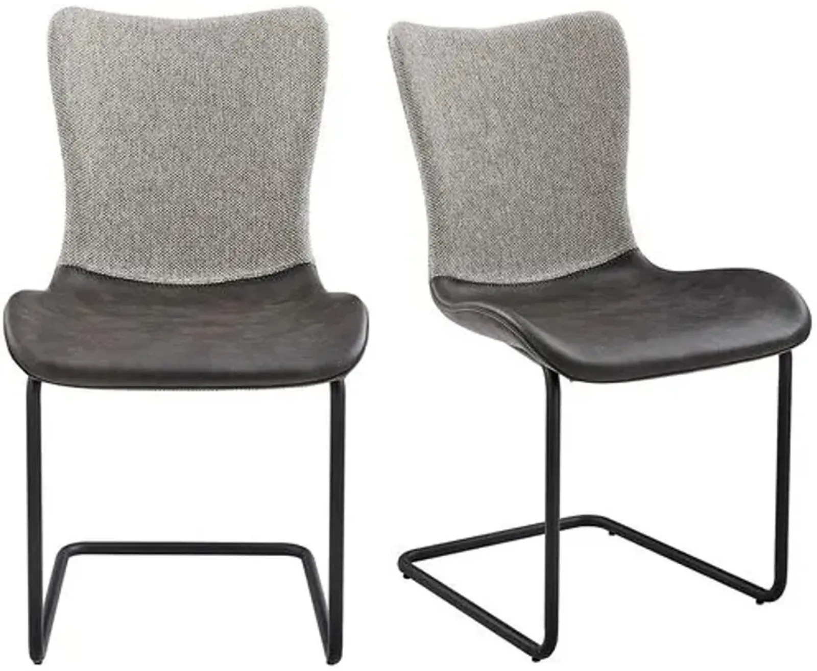 Set of 2 Leah Side Chairs - Light Gray/Dark Gray