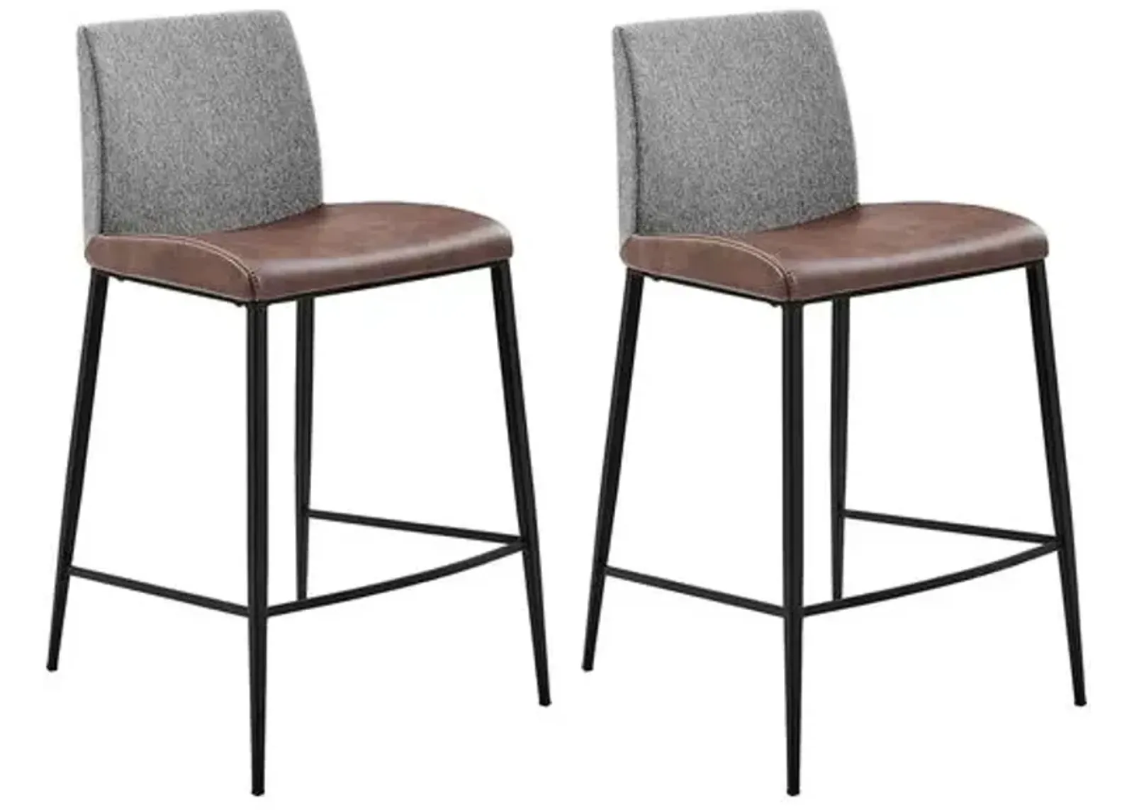 Set of 2 Leah Counter Stools - Light Gray/Light Brown