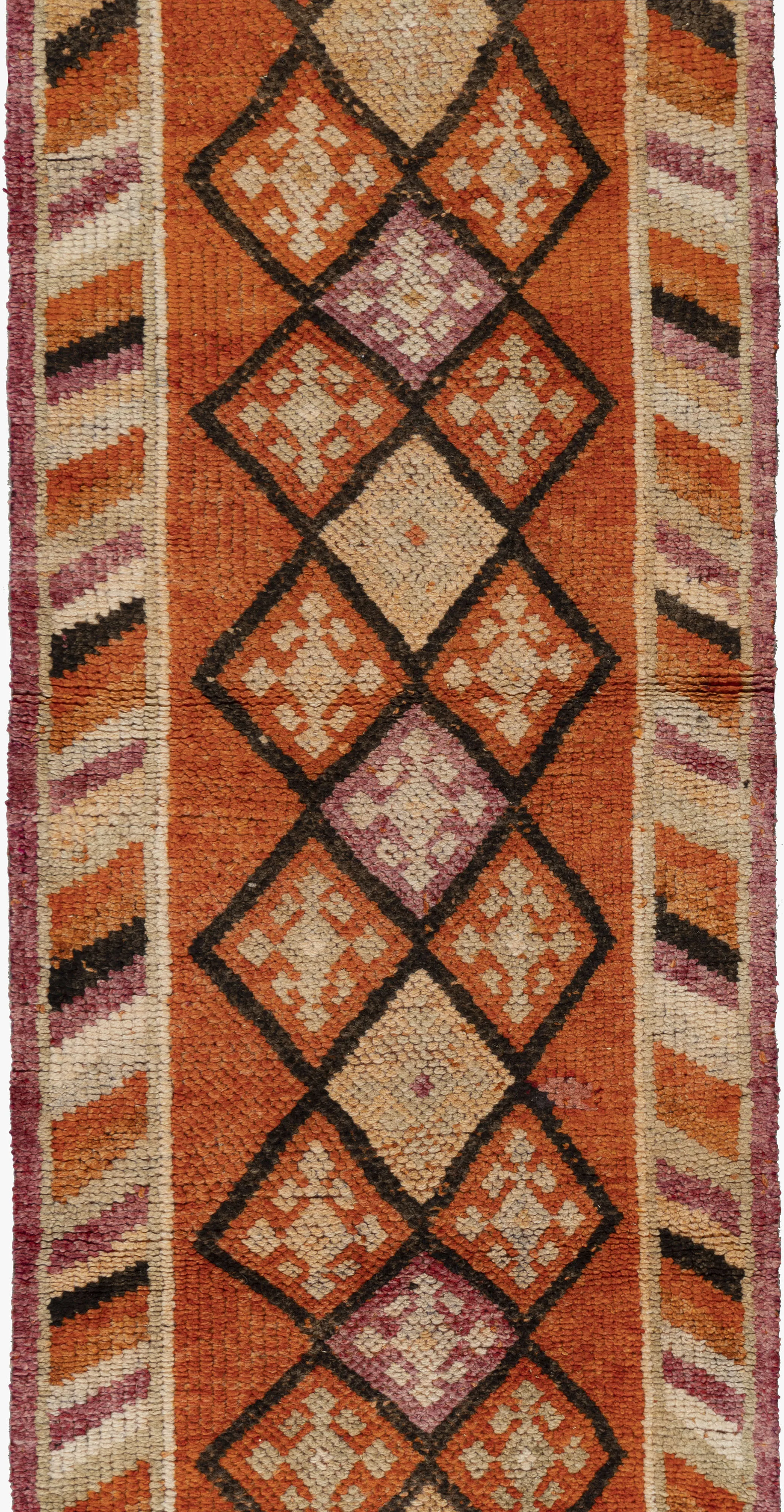 Turkish Oushak Runner 2'5"x12'4" - Orange