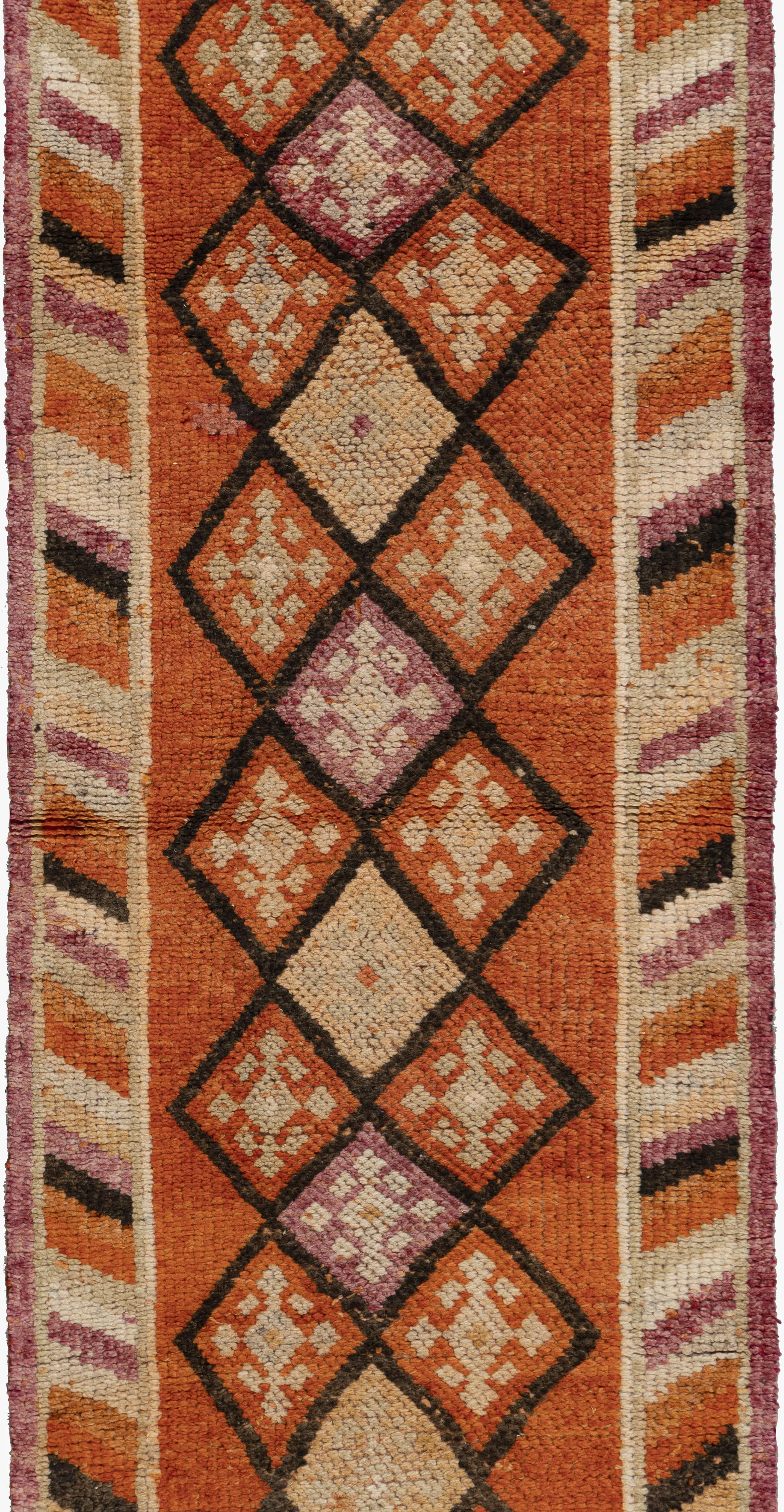 Turkish Oushak Runner 2'5"x12'4" - Orange