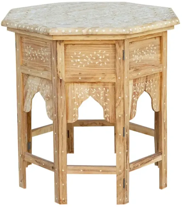 Bleached Octagonal Moorish Inlay Table - de-cor