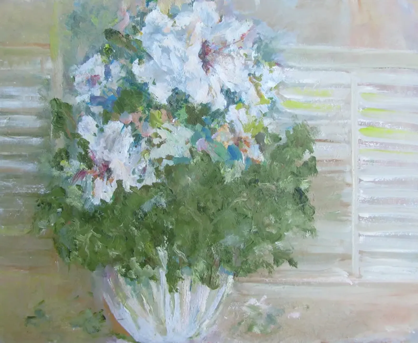 Limited Edition - Impressionist Floral Painting byJohnston - Chez Vous - Green