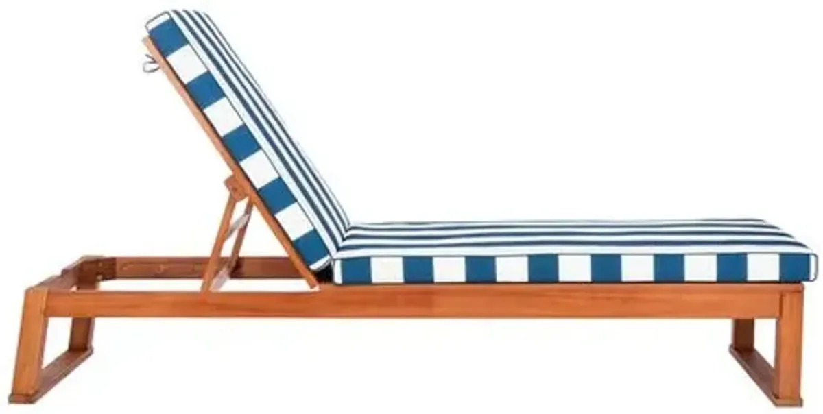 Siesta Eucalyptus Striped Outdoor Chaise - Blue - Comfortable, Sturdy, Stylish, Weatherproof, Weatherproof
