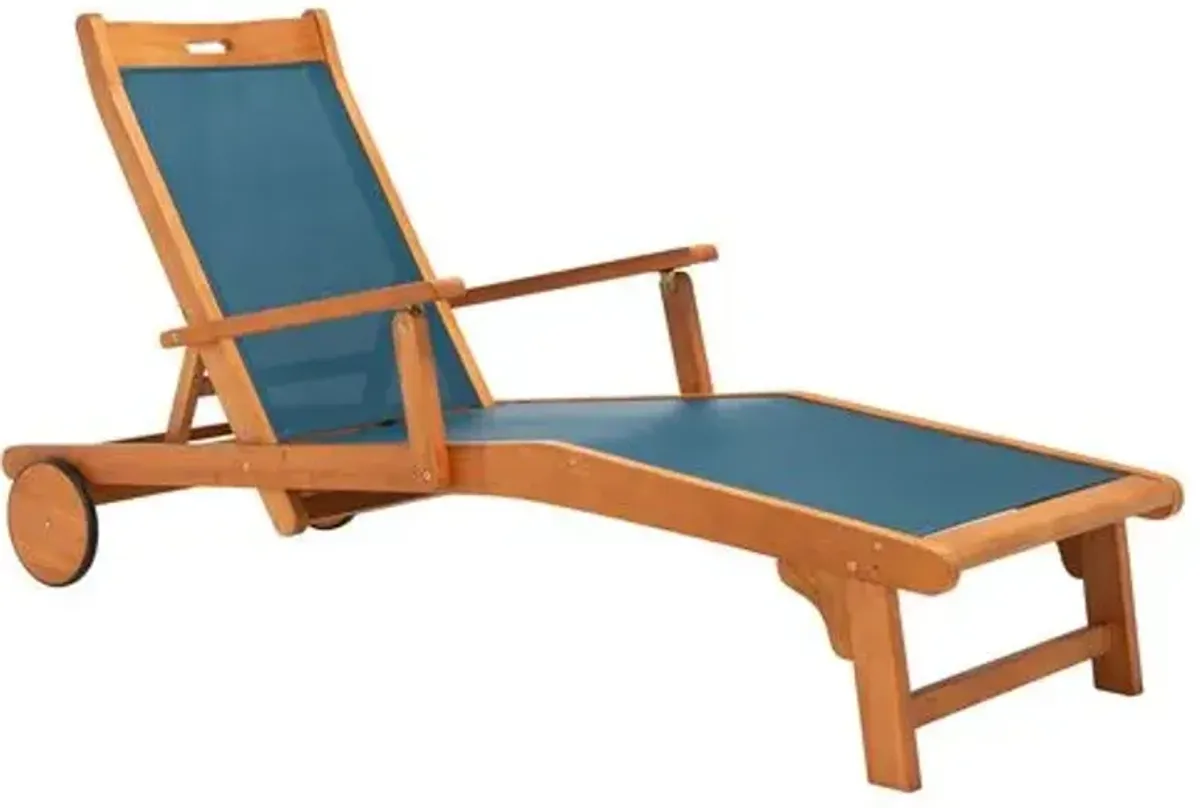 Samson Outdoor Chaise Longue - Natural/Navy - Blue - Comfortable, Sturdy, Stylish