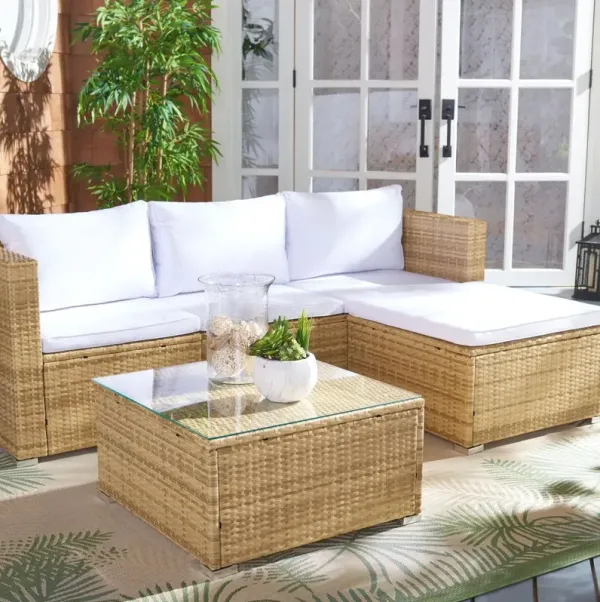 Elysion 3-Pc Outdoor Lounge Sofa Set, Natural/White