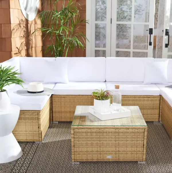 Callipso 6-Pc Outdoor Lounge Sofa Set, Natural/White