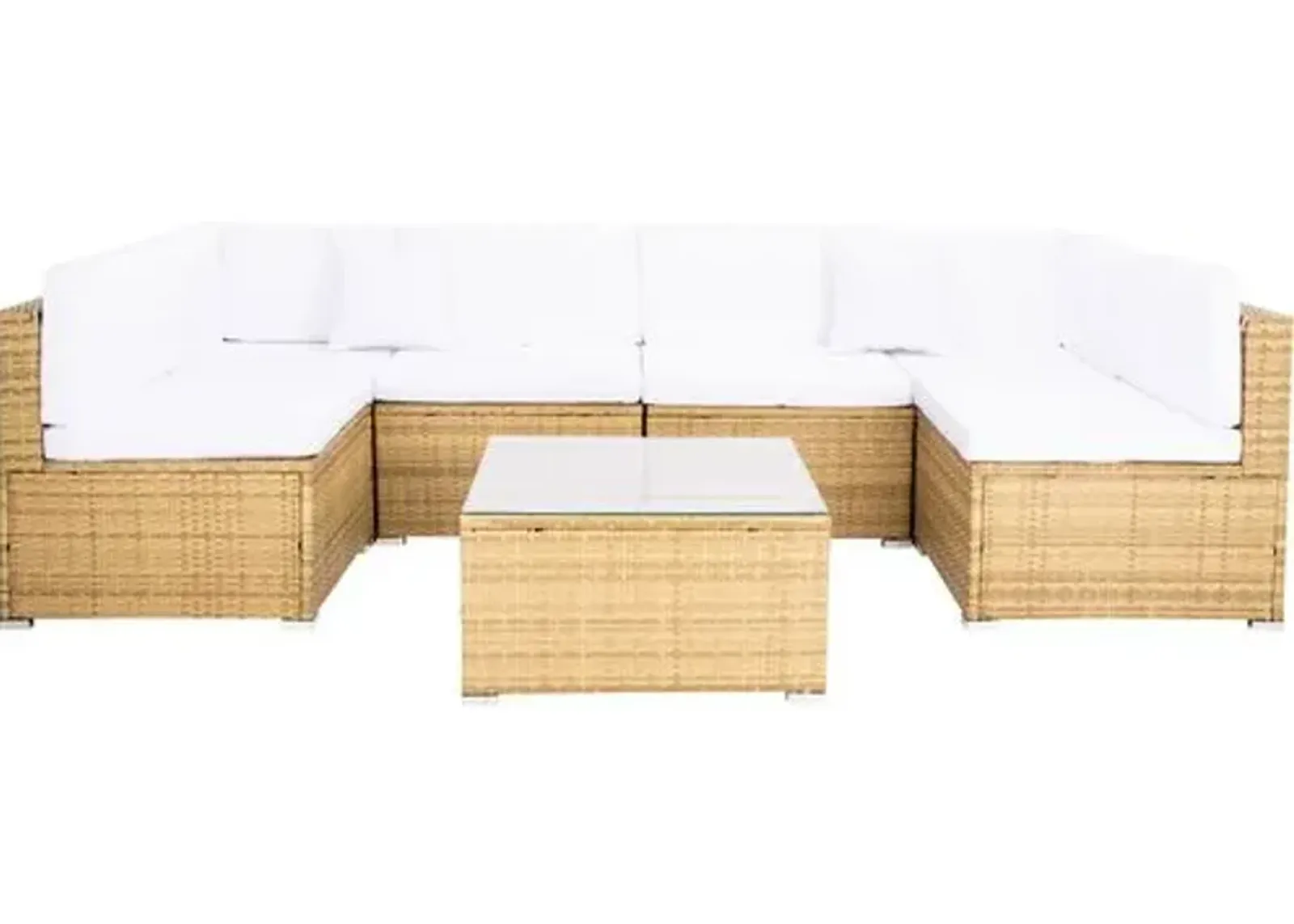 Callipso 6-Pc Outdoor Lounge Sofa Set - Natural/White