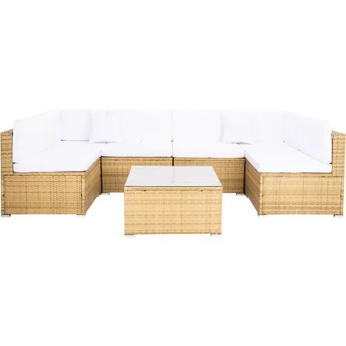 Callipso 6-Pc Outdoor Lounge Sofa Set - Natural/White