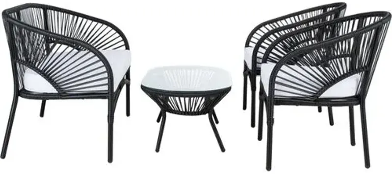 Penelope 4-Pc Outdoor Lounge Set - Black/White