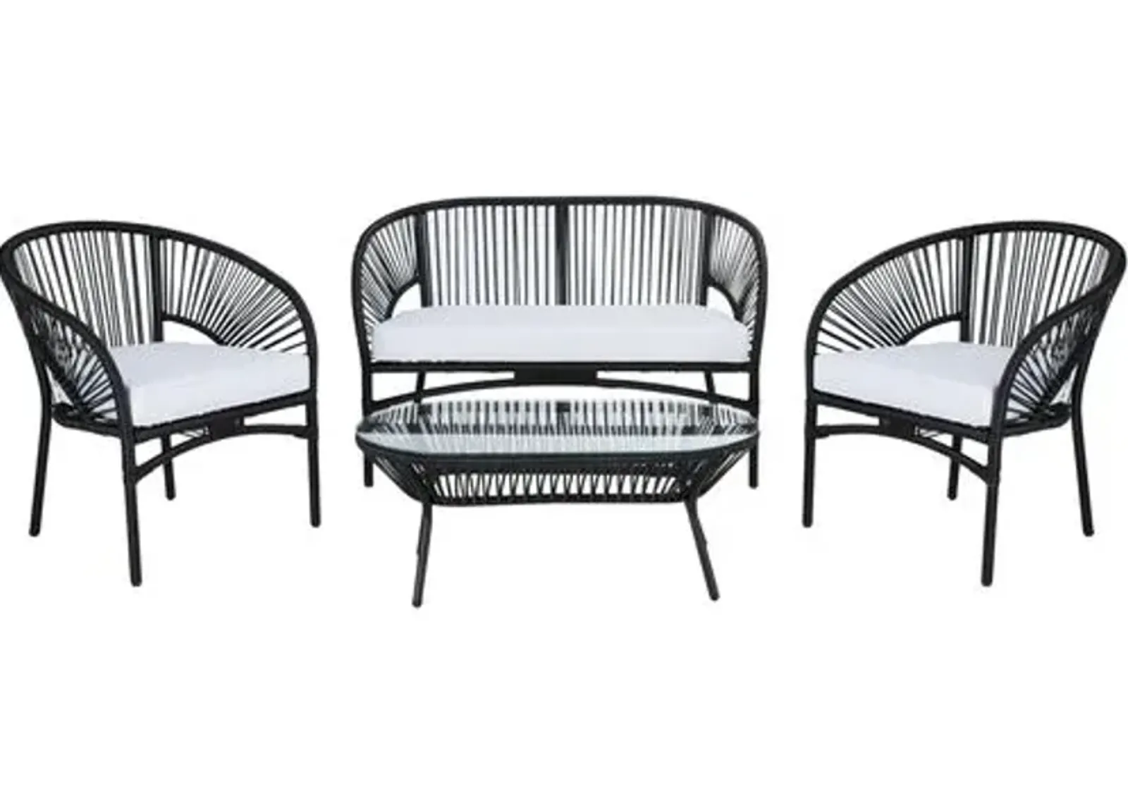 Penelope 4-Pc Outdoor Lounge Set - Black/White