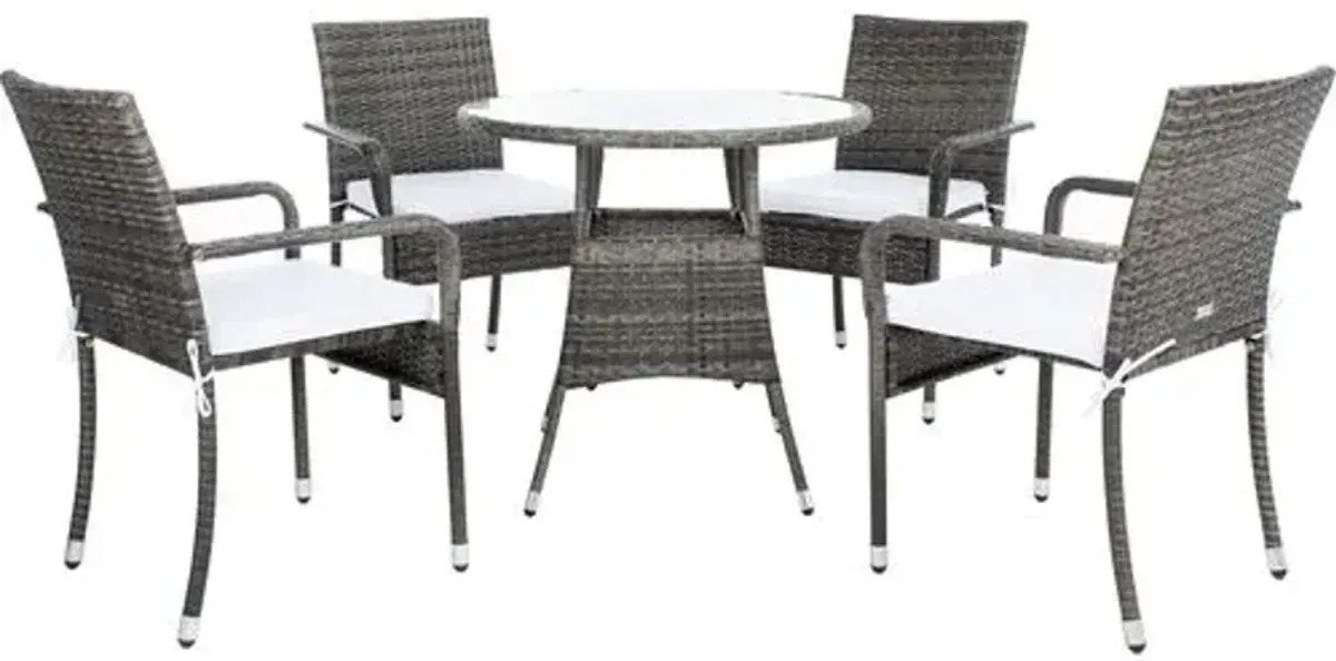 Livia 5-Pc Outdoor Dining Set - Grey/White