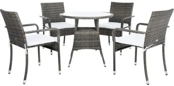 Livia 5-Pc Outdoor Dining Set - Grey/White