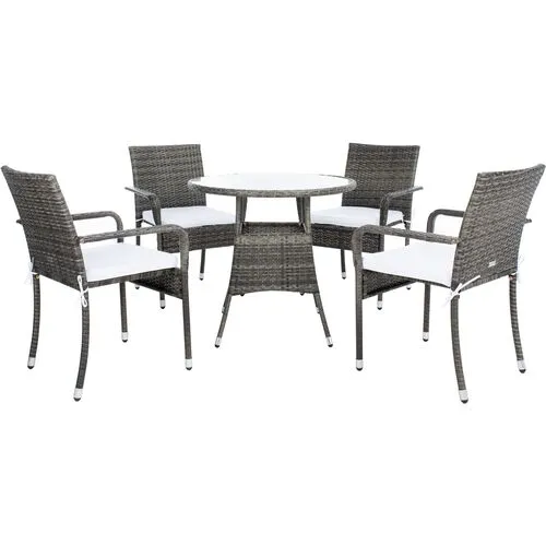 Livia 5-Pc Outdoor Dining Set - Grey/White