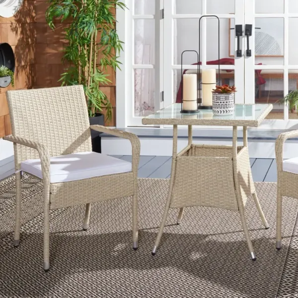 Livia 3-Pc Outdoor Dining Set, Natural/White