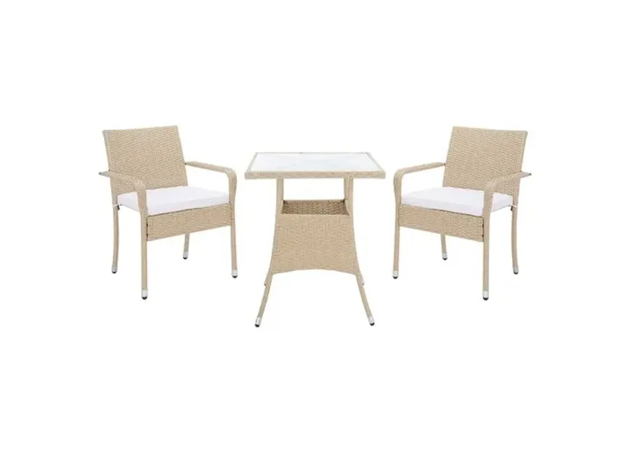 Livia 3-Pc Outdoor Dining Set - Natural/White