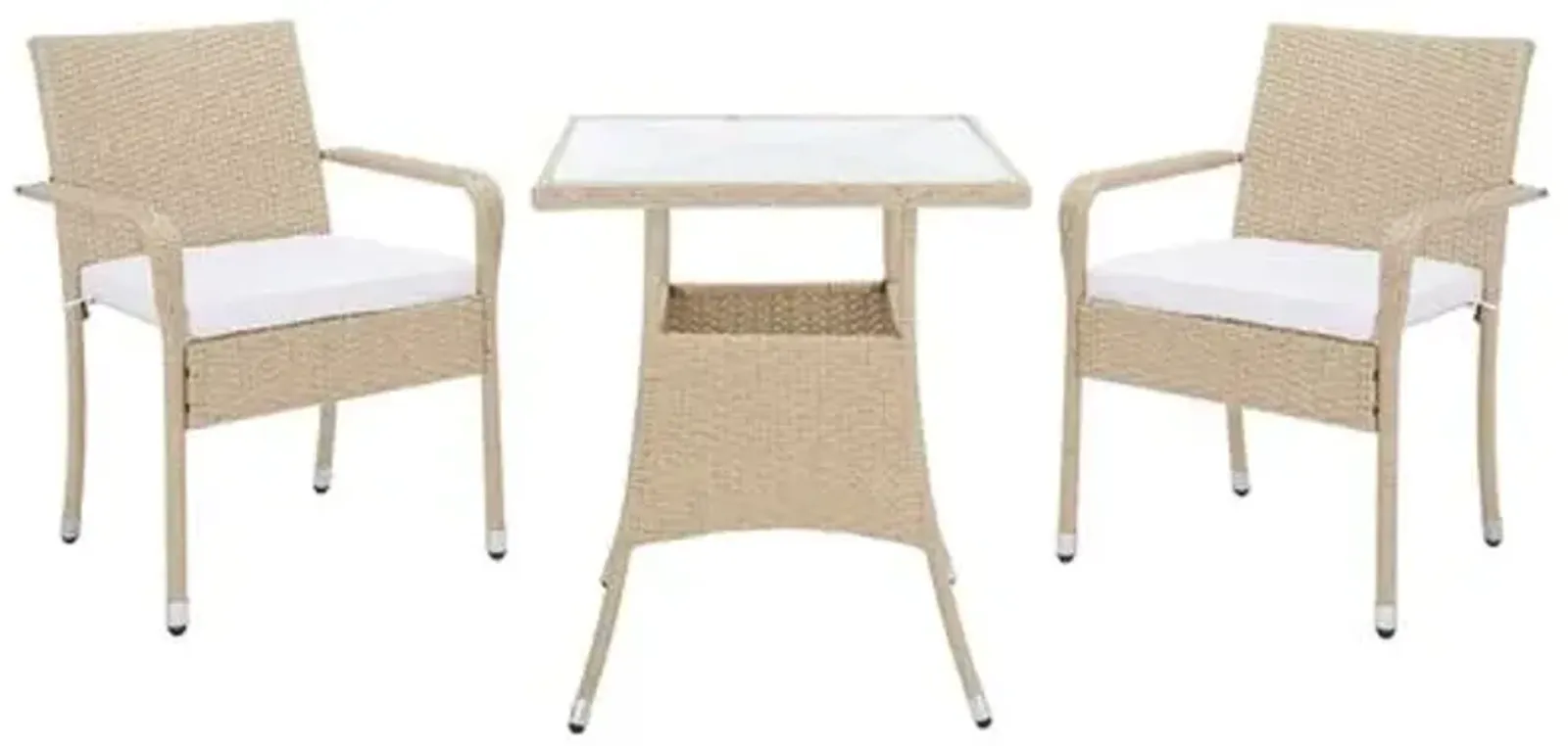 Livia 3-Pc Outdoor Dining Set - Natural/White