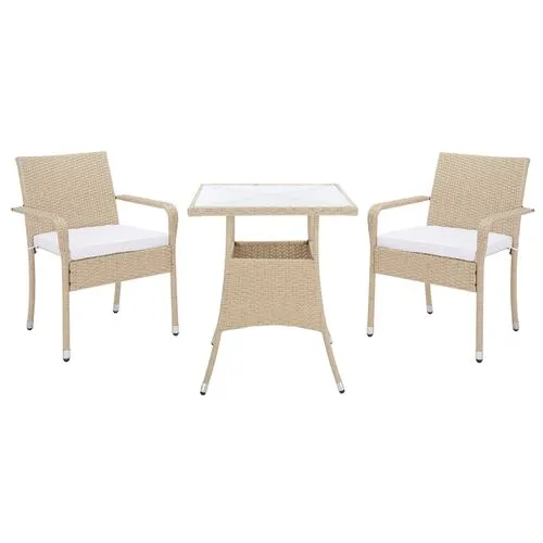 Livia 3-Pc Outdoor Dining Set - Natural/White