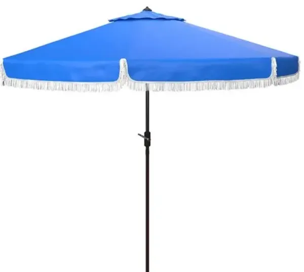 Roma Fringe Outdoor Patio Umbrella - Blue