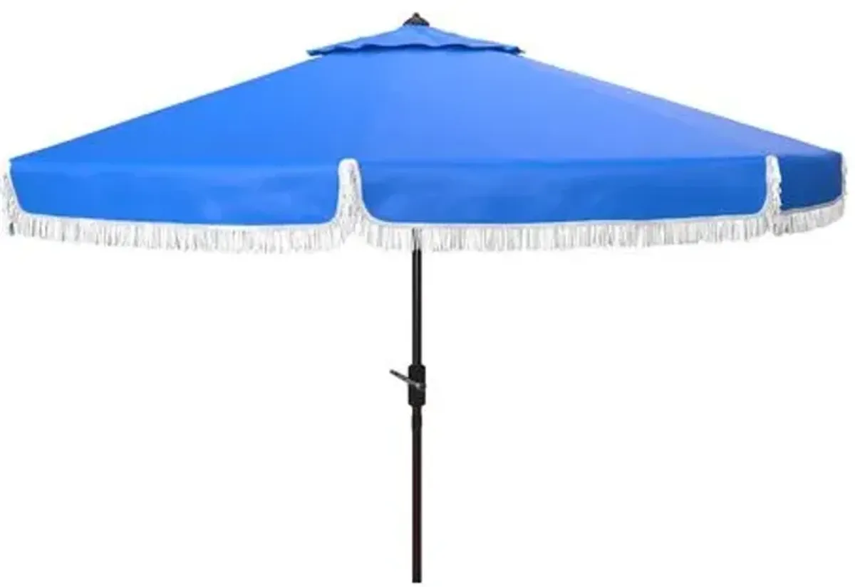 Roma Fringe Outdoor Patio Umbrella - Blue