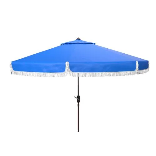 Roma Fringe Outdoor Patio Umbrella - Pacific Blue