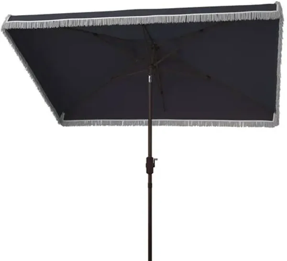 Roma Fringe Outdoor Rectangle Patio Umbrella - Navy - Blue