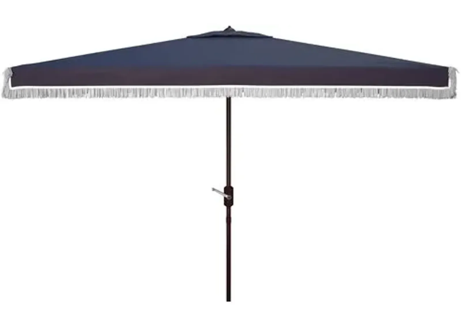 Roma Fringe Outdoor Rectangle Patio Umbrella - Navy - Blue