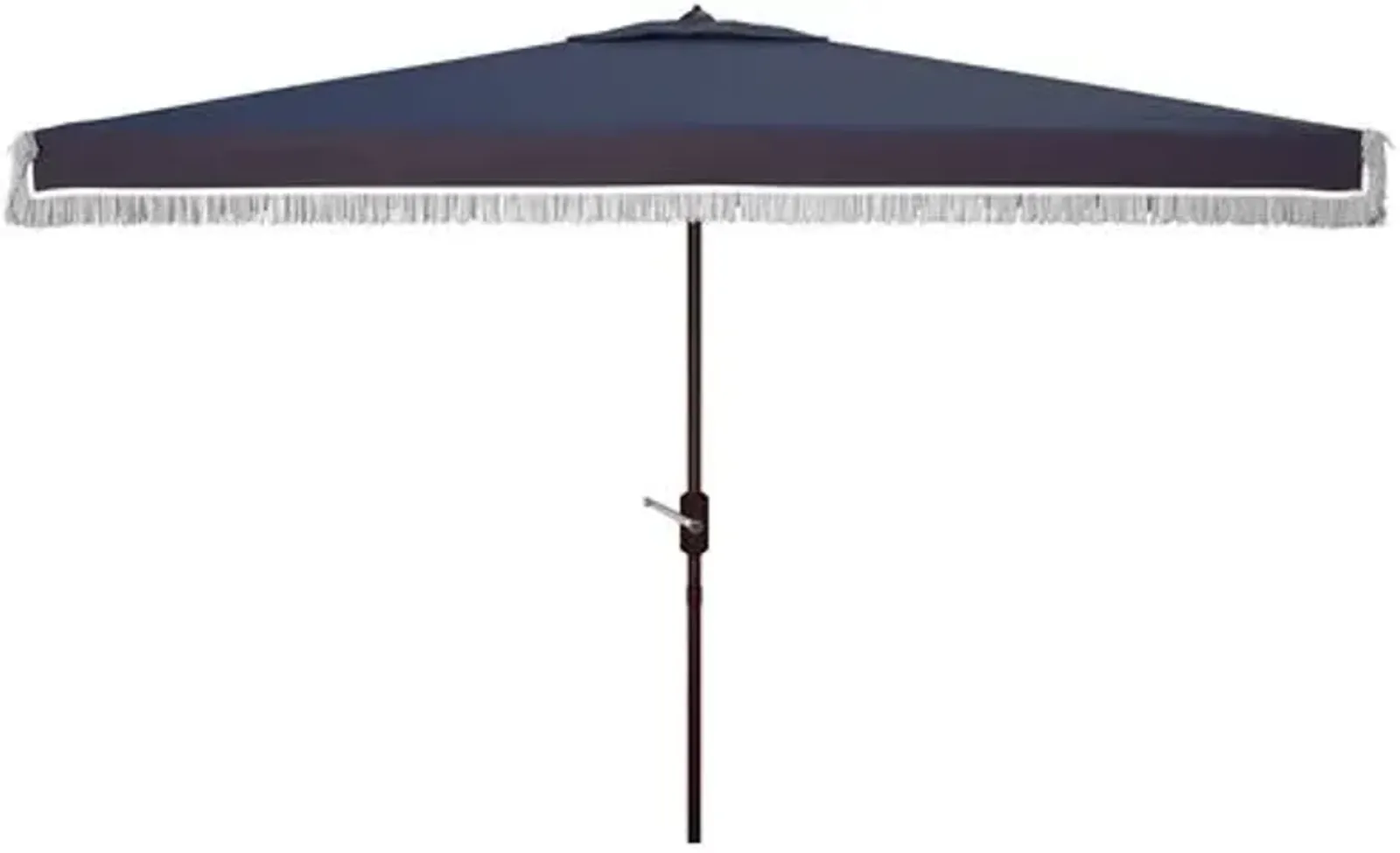 Roma Fringe Outdoor Rectangle Patio Umbrella - Navy - Blue