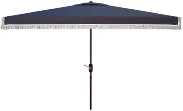 Roma Rectangle Fringe Outdoor Patio Umbrella - Blue
