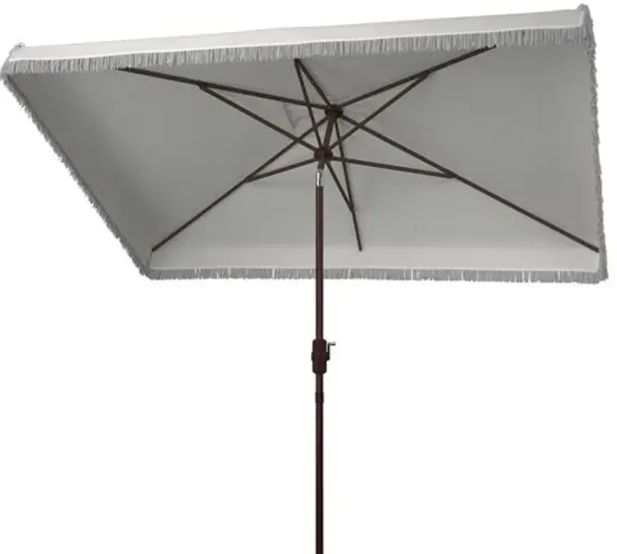 Roma Rectangle Fringe Outdoor Patio Umbrella - White