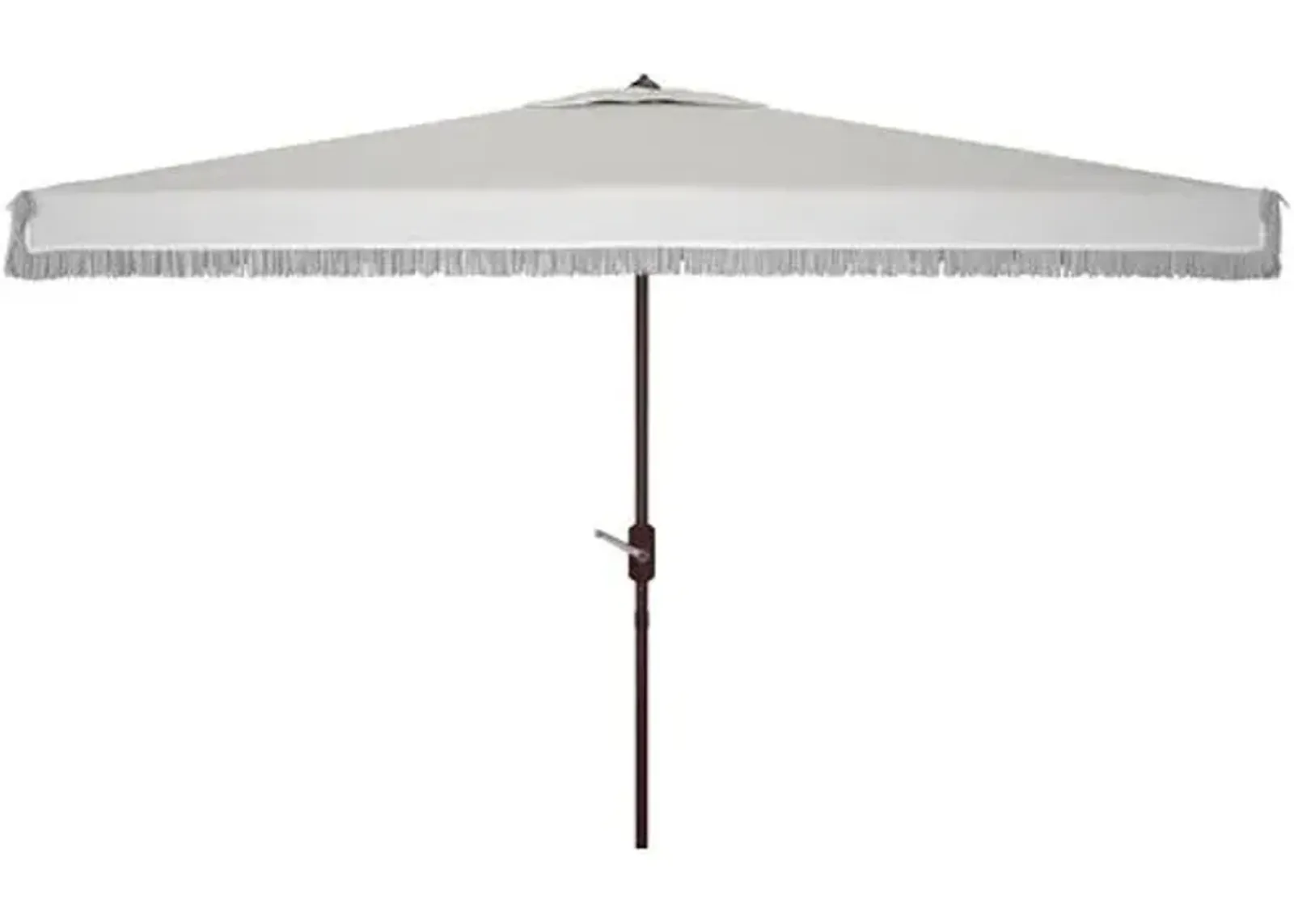 Roma Fringe Outdoor Rectangle Patio Umbrella - White