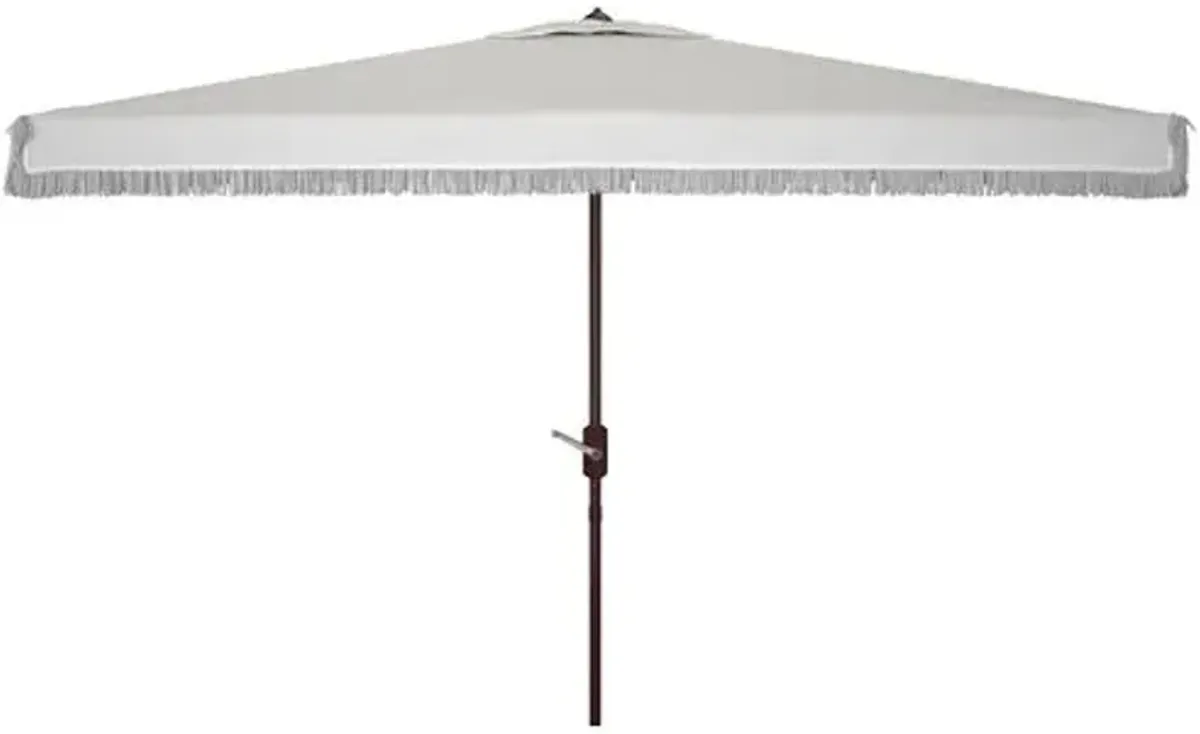Roma Rectangle Fringe Outdoor Patio Umbrella - White