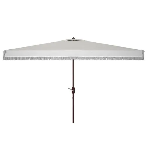 Roma Fringe Outdoor Rectangle Patio Umbrella - White