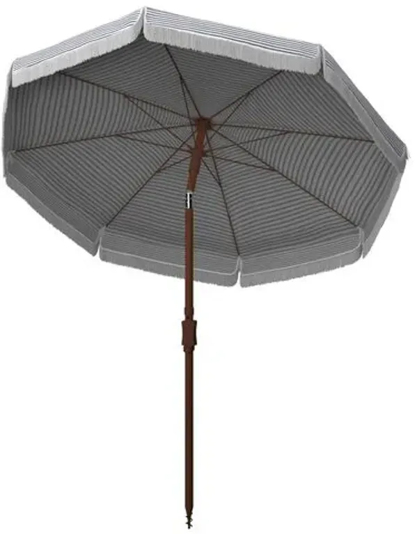 Frenchy Outdoor Patio Umbrella - White/Navy Stripe