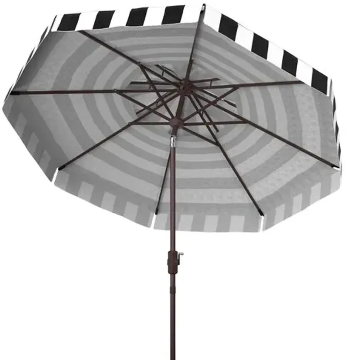 Rita Double-Top Outdoor Patio Umbrella - Black/White Stripe