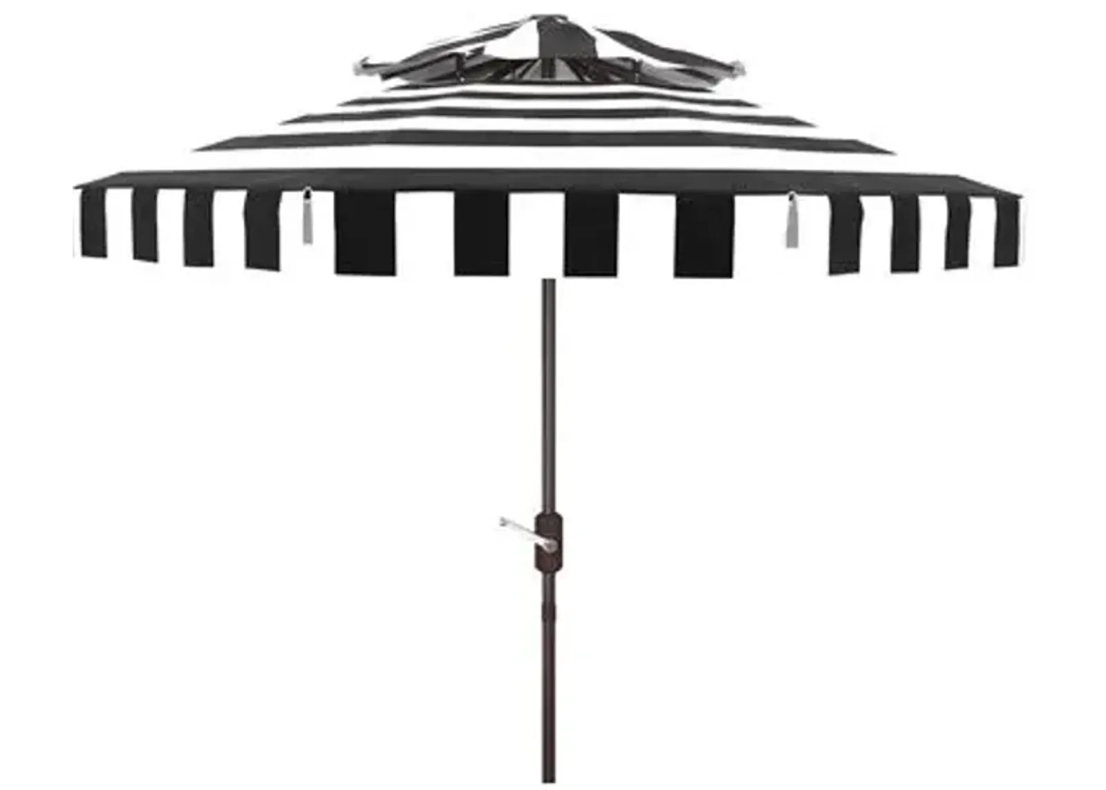 Rita Double-Top Outdoor Patio Umbrella - Black/White Stripe