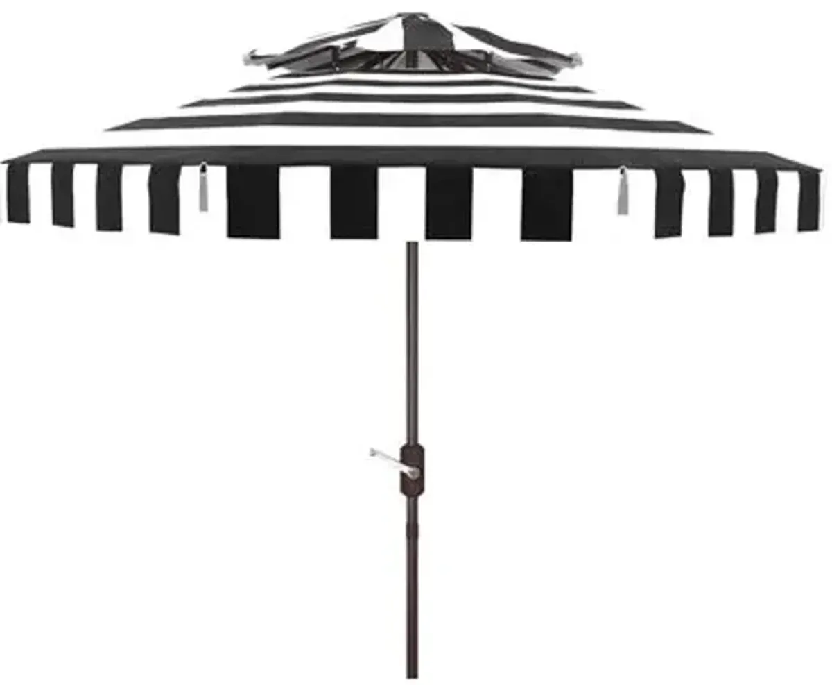 Rita Double Top Outdoor Stripe Patio Umbrella - Black