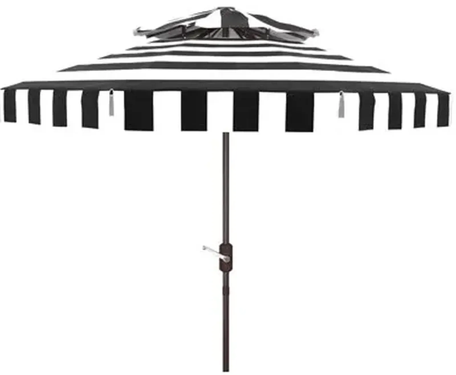 Rita Double-Top Outdoor Patio Umbrella - Black/White Stripe