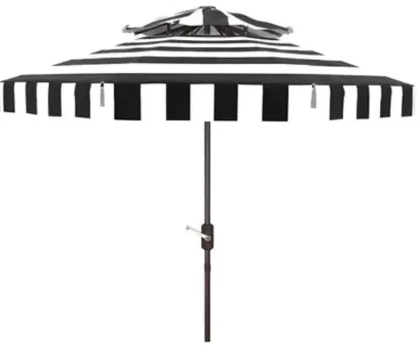 Rita Double Top Outdoor Stripe Patio Umbrella - Black