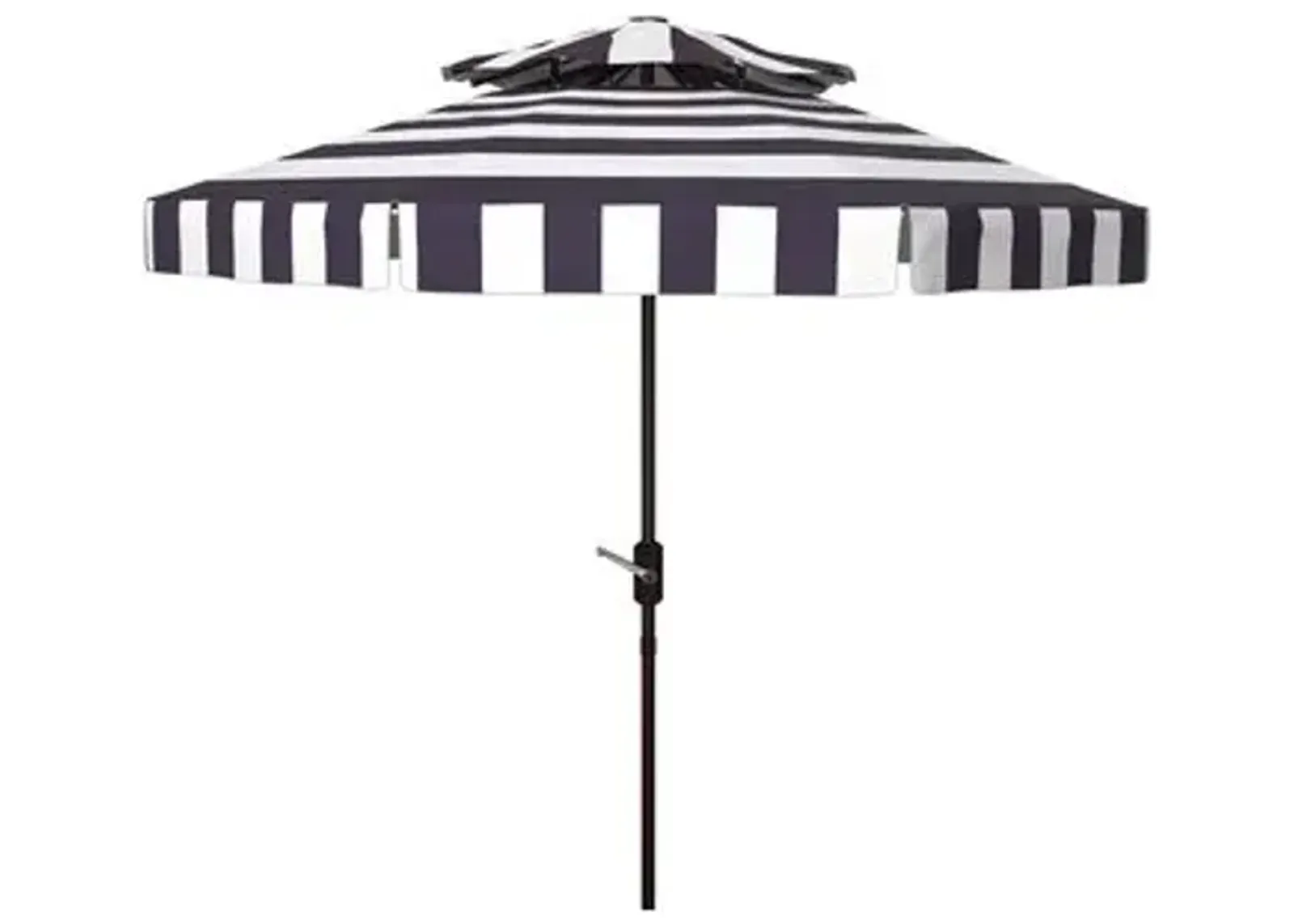 Rita Double-Top Outdoor Patio Umbrella - Navy/White Stripe - Blue