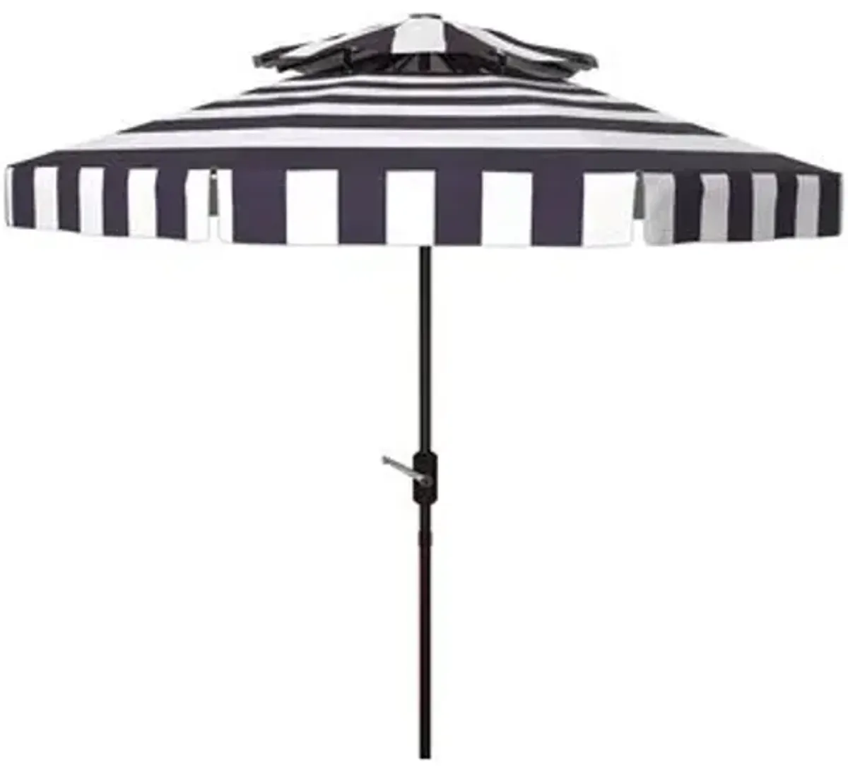 Rita Double-Top Outdoor Patio Umbrella - Navy/White Stripe - Blue