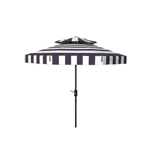 Rita Double-Top Outdoor Patio Umbrella - Navy/White Stripe - Blue