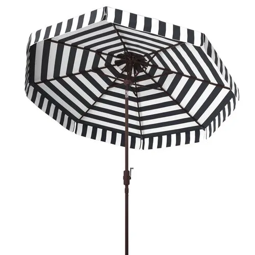 Rita Round Outdoor Patio Umbrella - Navy/White Stripe - Blue