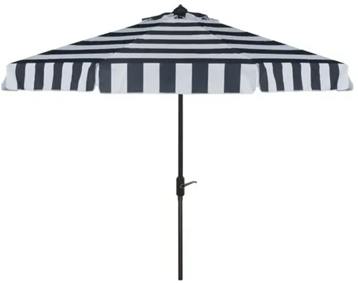 Rita Round Outdoor Patio Umbrella - Navy/White Stripe - Blue