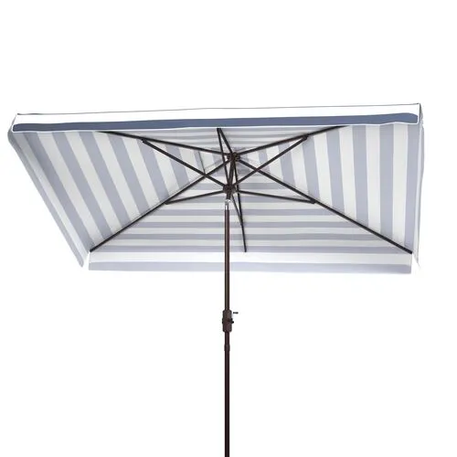 Rita Rectangle Outdoor Patio Umbrella - Navy/White Stripe - Blue